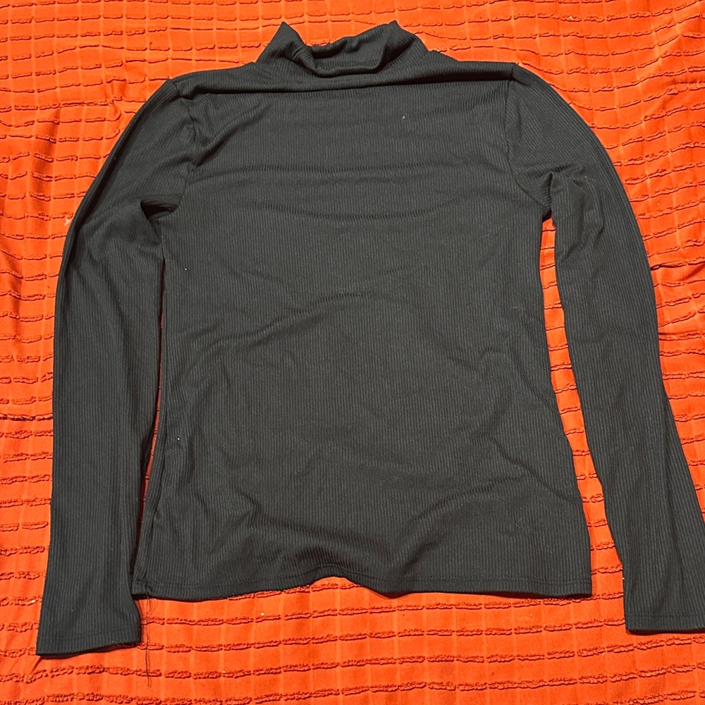 Black Turtleneck Long Sleeve Top